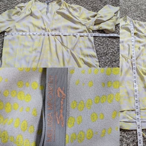 Melissa McCarthy Seven yellow grey wrap blouse 1X - Picture 9 of 11